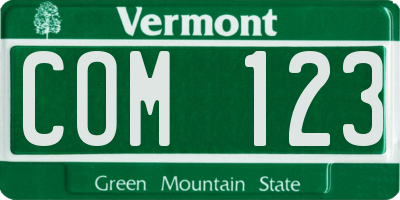 VT license plate COM123
