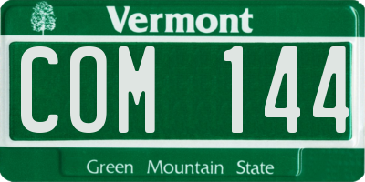 VT license plate COM144