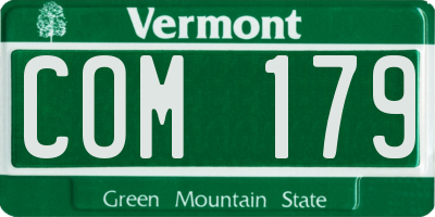 VT license plate COM179