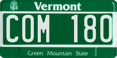 VT license plate COM180