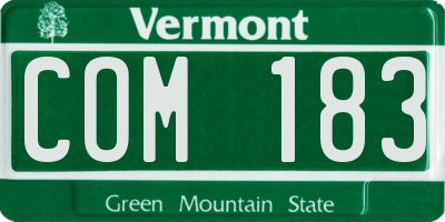 VT license plate COM183