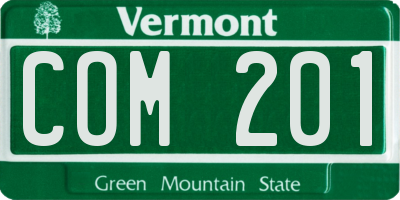 VT license plate COM201