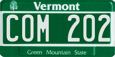 VT license plate COM202