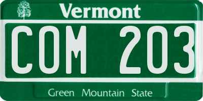 VT license plate COM203