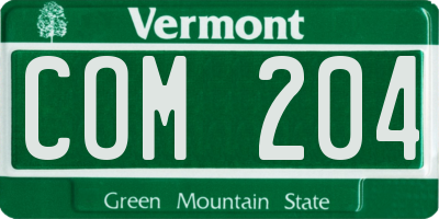 VT license plate COM204