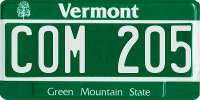 VT license plate COM205