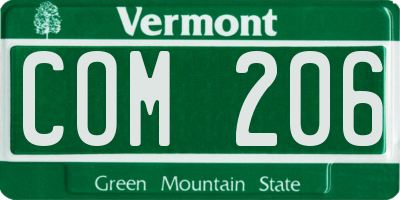 VT license plate COM206