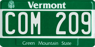 VT license plate COM209