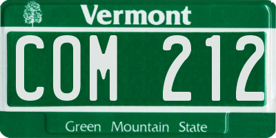 VT license plate COM212