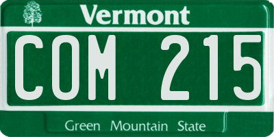 VT license plate COM215