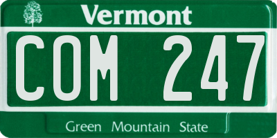 VT license plate COM247