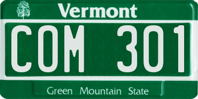 VT license plate COM301