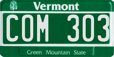 VT license plate COM303