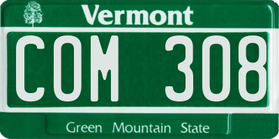 VT license plate COM308
