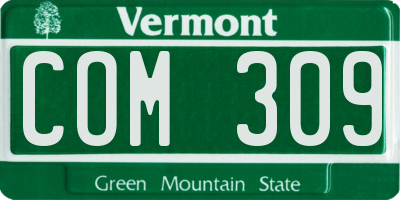 VT license plate COM309