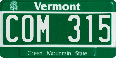VT license plate COM315
