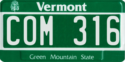 VT license plate COM316