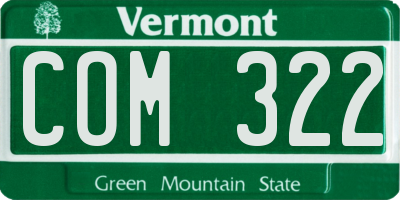 VT license plate COM322