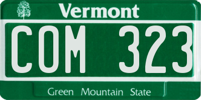 VT license plate COM323