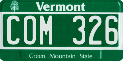 VT license plate COM326
