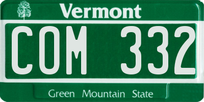 VT license plate COM332