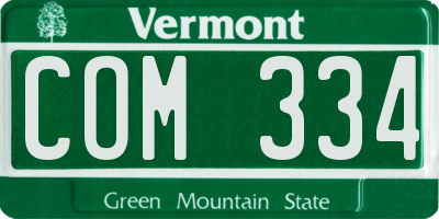 VT license plate COM334