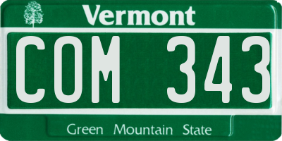 VT license plate COM343