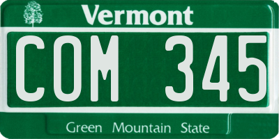 VT license plate COM345
