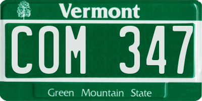 VT license plate COM347