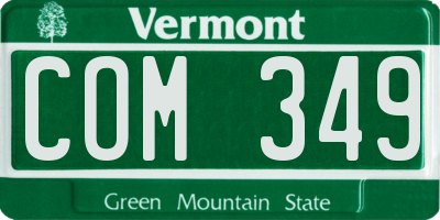 VT license plate COM349