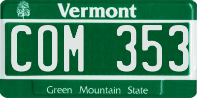 VT license plate COM353