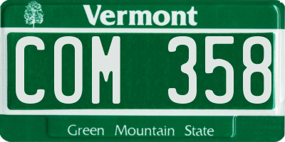 VT license plate COM358