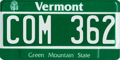 VT license plate COM362