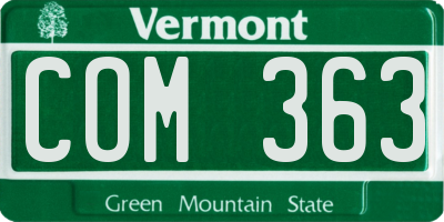VT license plate COM363