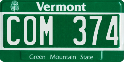 VT license plate COM374