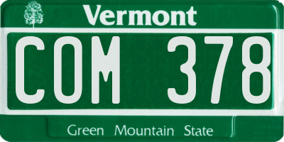 VT license plate COM378