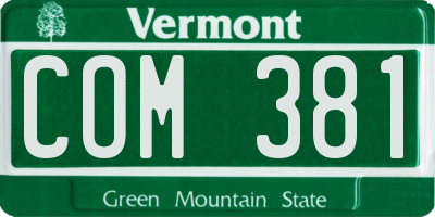 VT license plate COM381