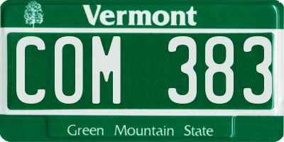 VT license plate COM383
