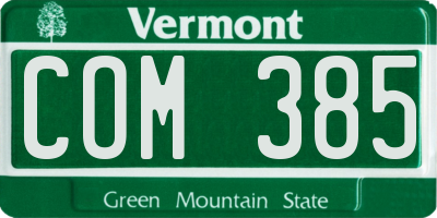 VT license plate COM385