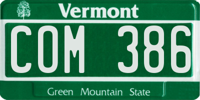 VT license plate COM386