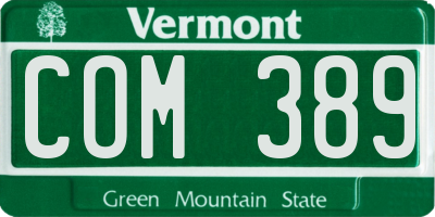 VT license plate COM389