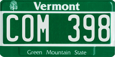 VT license plate COM398