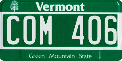 VT license plate COM406