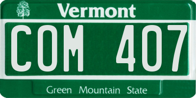 VT license plate COM407