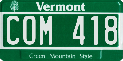 VT license plate COM418