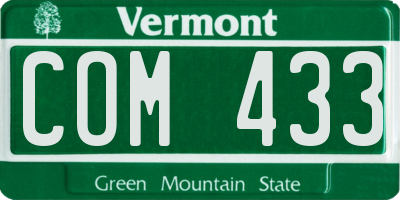VT license plate COM433