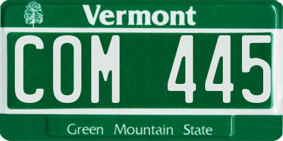 VT license plate COM445