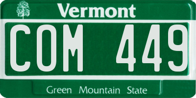 VT license plate COM449
