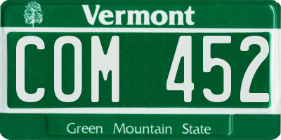 VT license plate COM452