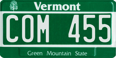 VT license plate COM455